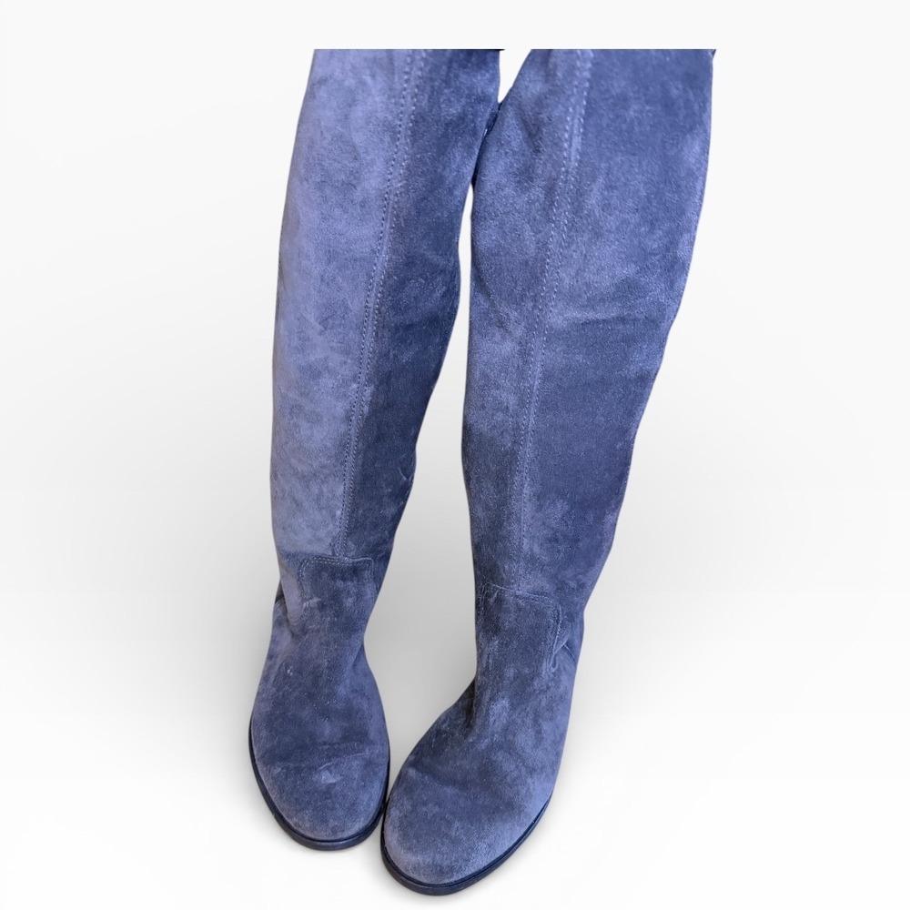 Via Uno Womens Grey Suede Buckle Strap Over The Knee Boots Size 6